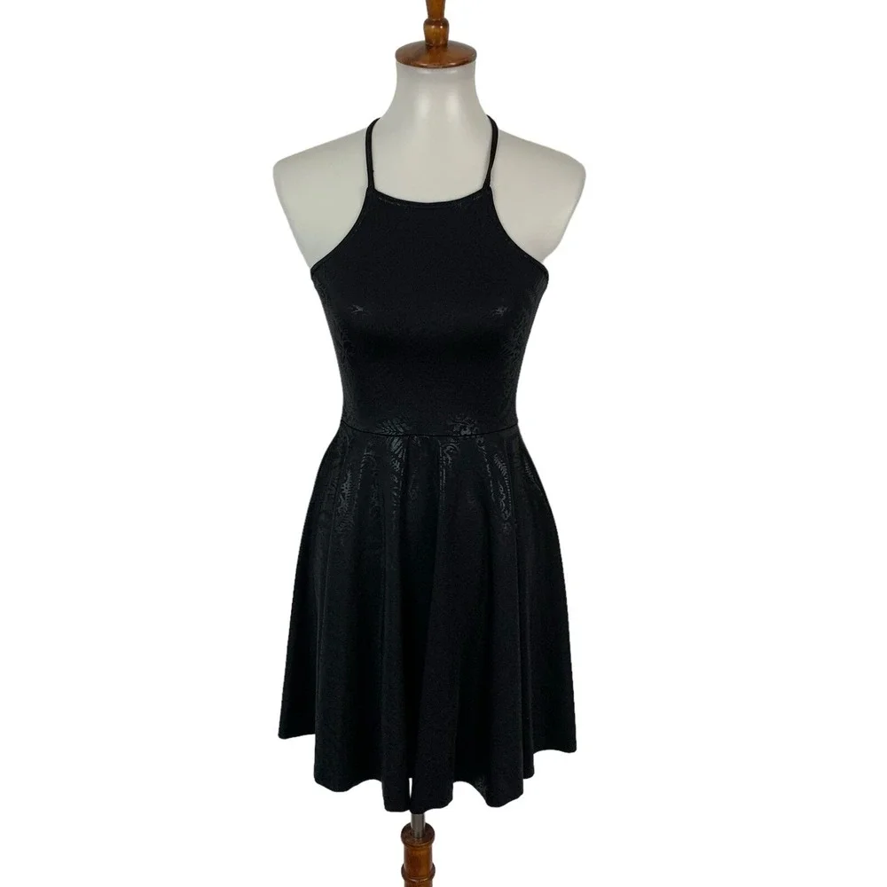 Blackmilk Women's Skater Dress Small Black Stretch Gothic Y2K Party Mini